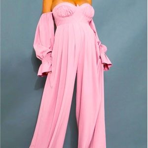 Pink Off the Shoulder Jumpsuit